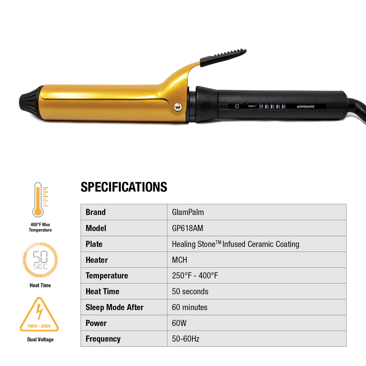 Glampalm 1.2-inch clip iron product specifications